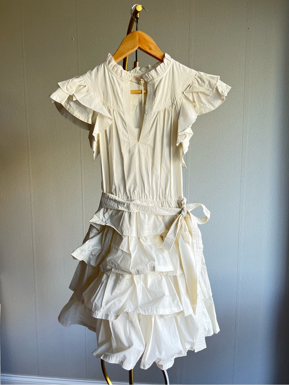 Ulla Johnson Cream Tiered Ruffle Mini Dress